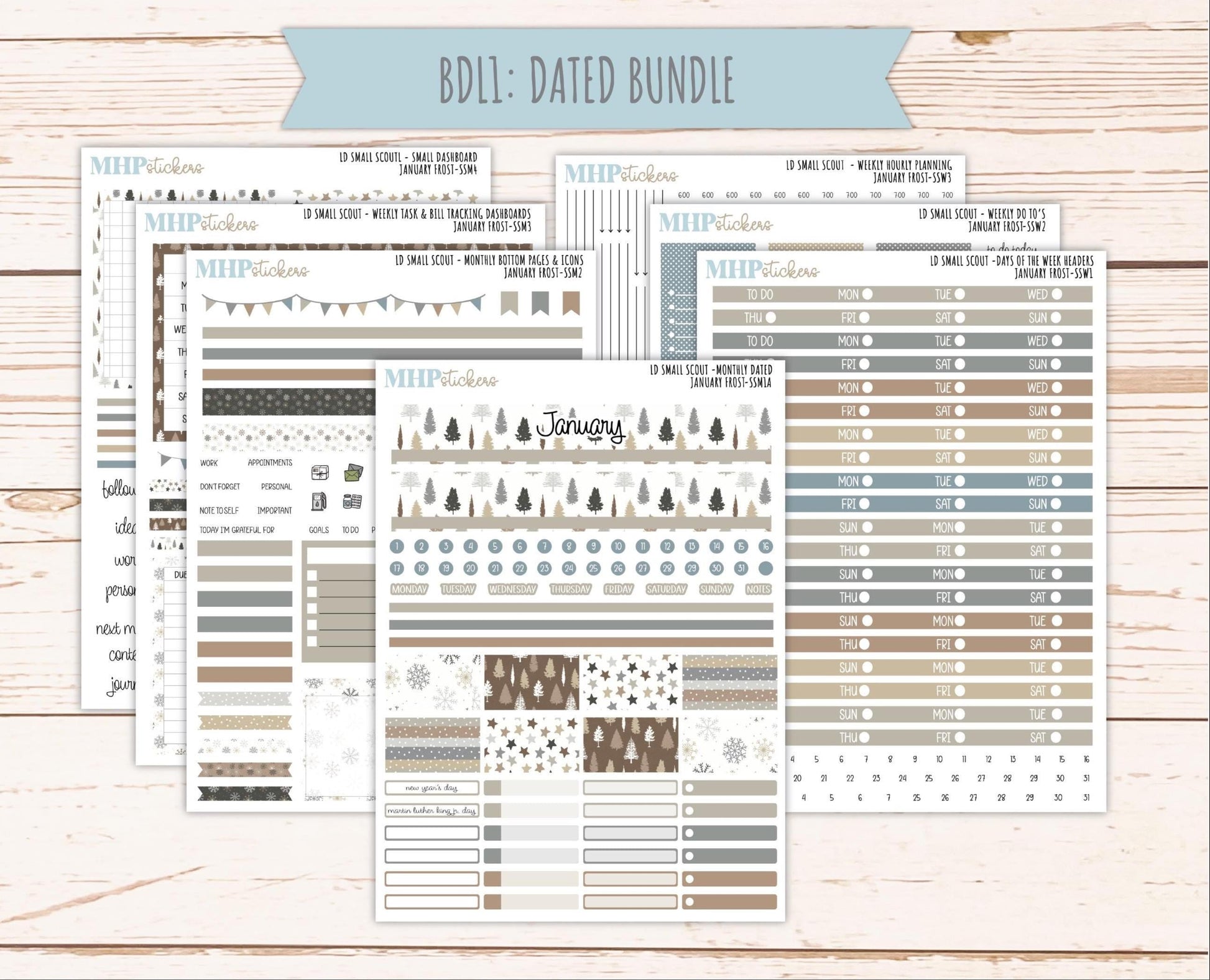JANUARY 2026 Stickers for the Small Scout Planner. For Laurel Denise Planners. "January Frost" ||SS