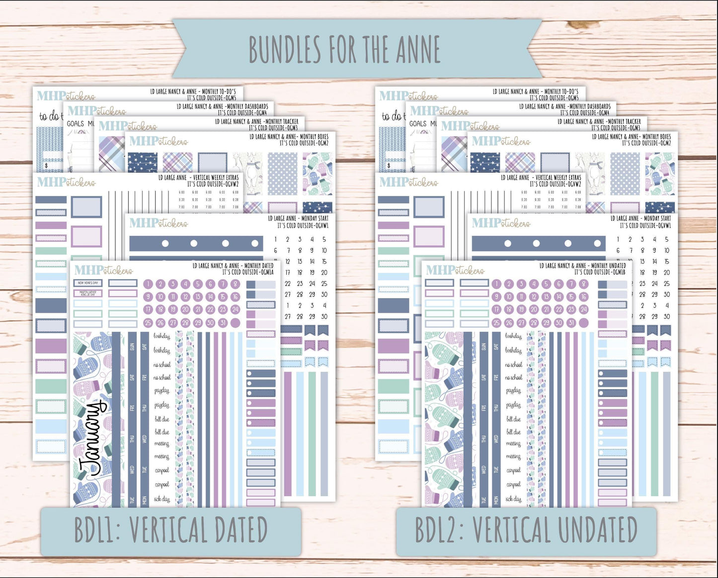 JANUARY 2026 Stickers for Large Nancy & Anne Planners (Formerly Original Size). For Laurel Denise Planners. "It's Cold Outside" || OG