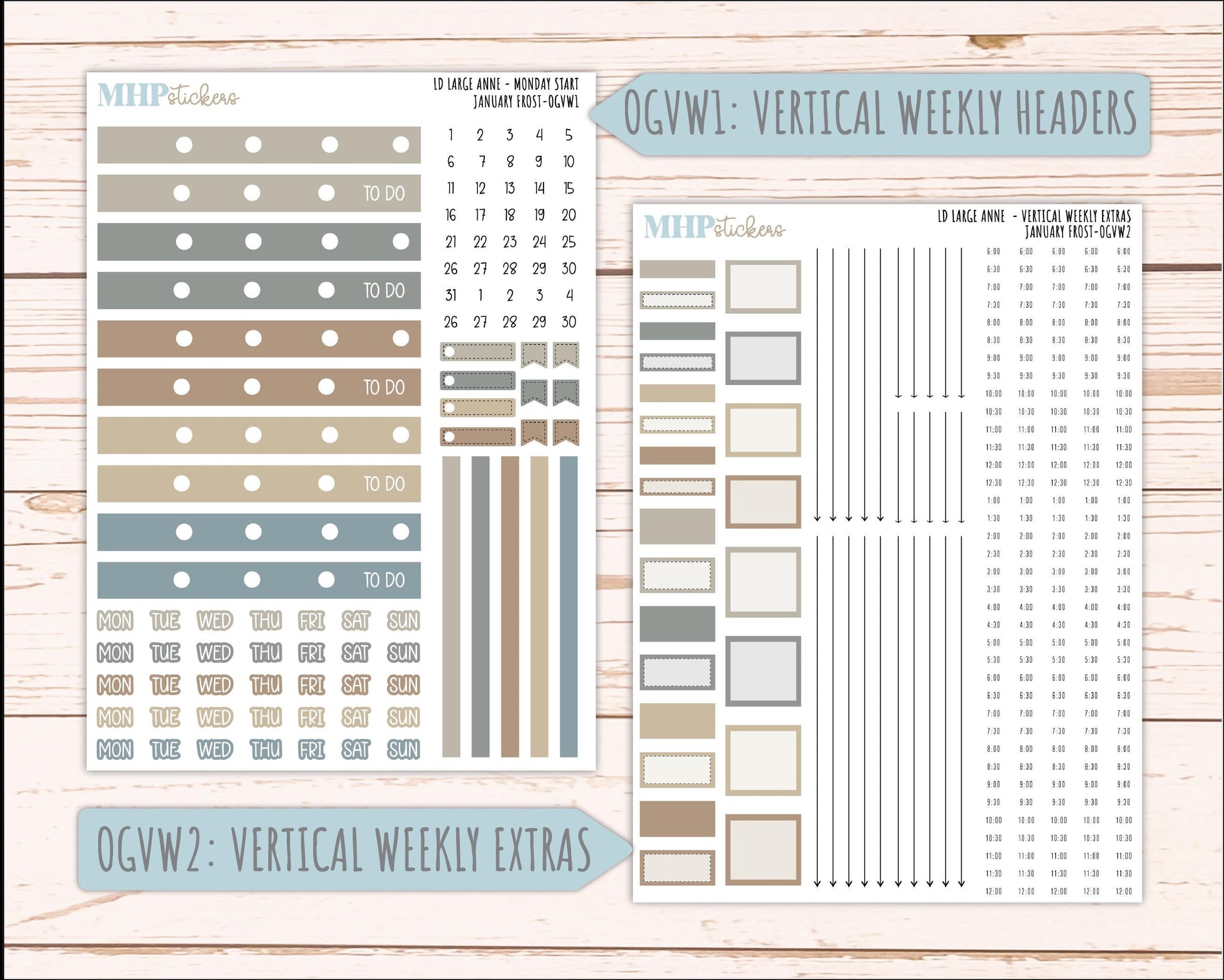 JANUARY 2026 Stickers for Large Nancy & Anne Planners (Formerly Original Size). For Laurel Denise Planners. "January Frost" || OG