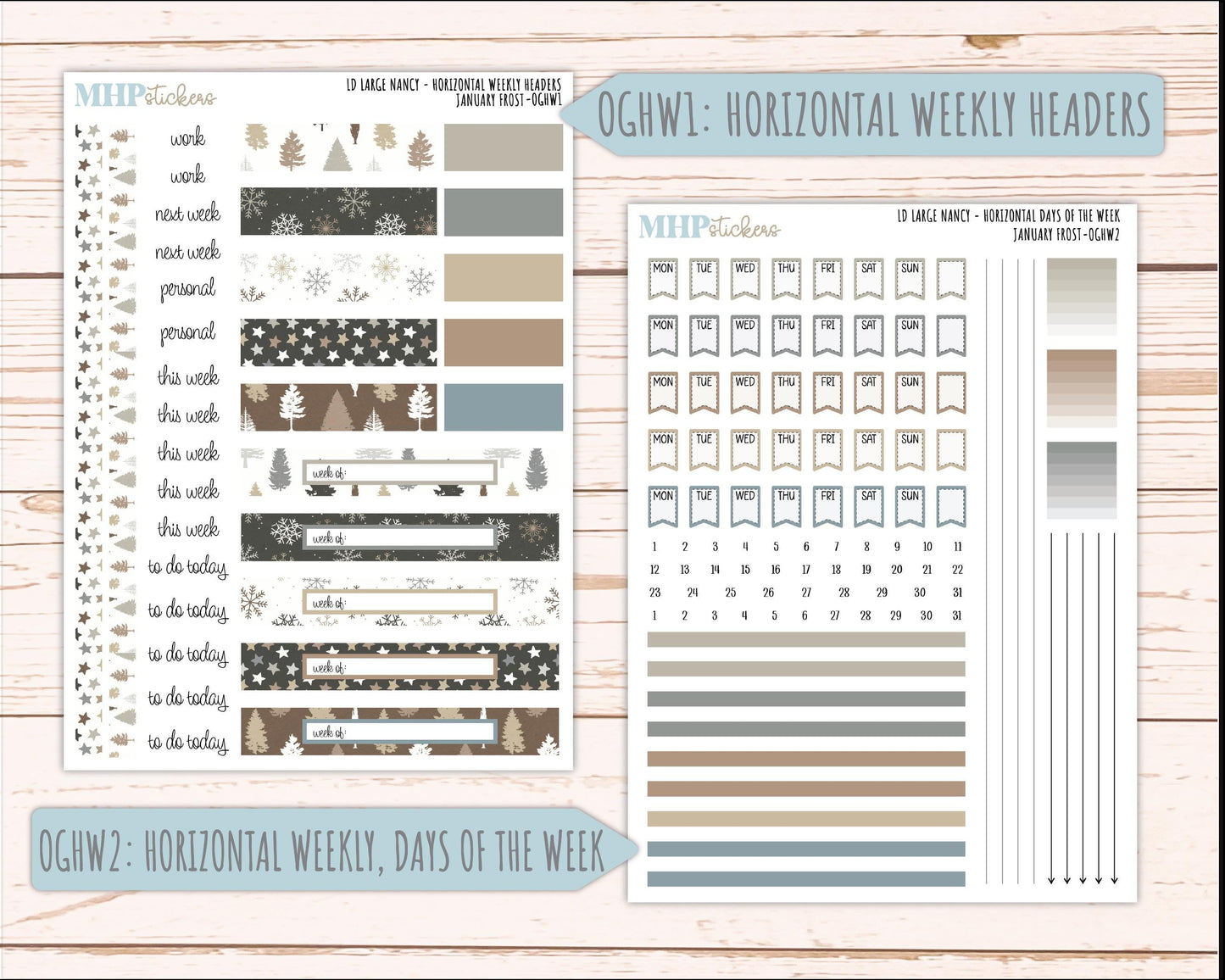 JANUARY 2026 Stickers for Large Nancy & Anne Planners (Formerly Original Size). For Laurel Denise Planners. "January Frost" || OG