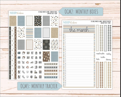JANUARY 2026 Stickers for Large Nancy & Anne Planners (Formerly Original Size). For Laurel Denise Planners. "January Frost" || OG