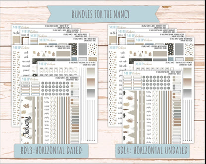 JANUARY 2026 Stickers for Large Nancy & Anne Planners (Formerly Original Size). For Laurel Denise Planners. "January Frost" || OG