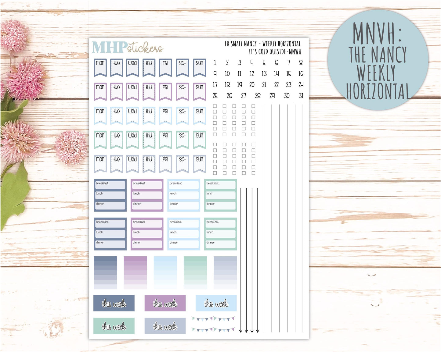 JANUARY 20265 Stickers for Small Nancy & Anne Laurel Denise Planners. (Formerly Mini Planner) "It's Cold Outside" || MN