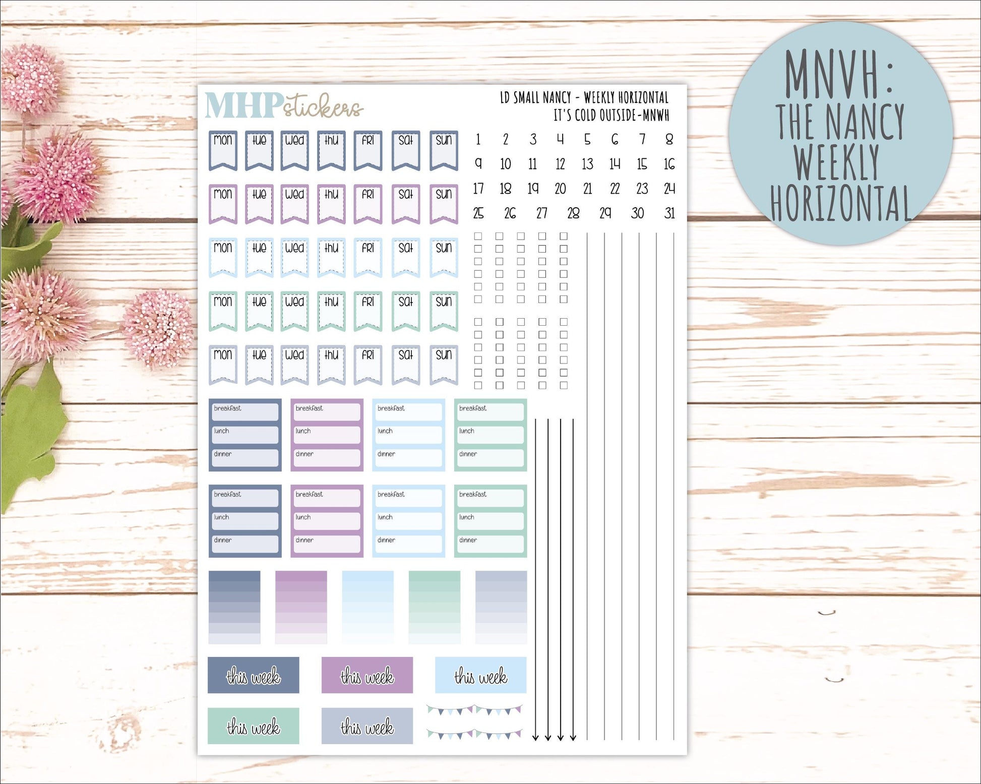 JANUARY 20265 Stickers for Small Nancy & Anne Laurel Denise Planners. (Formerly Mini Planner) "It's Cold Outside" || MN