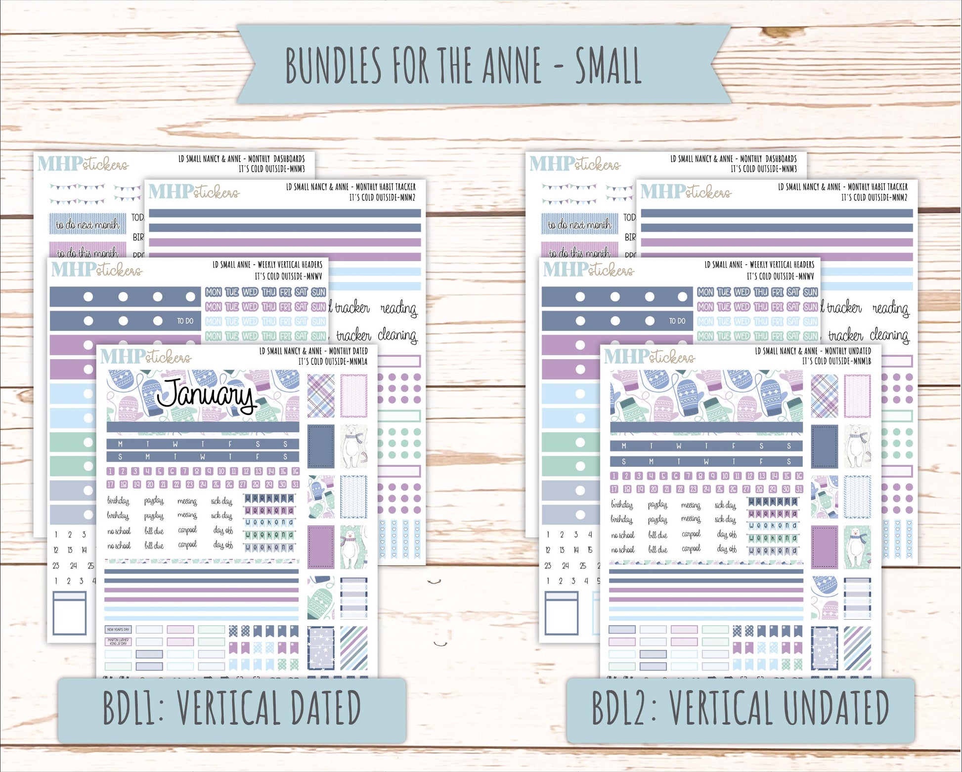 JANUARY 20265 Stickers for Small Nancy & Anne Laurel Denise Planners. (Formerly Mini Planner) "It's Cold Outside" || MN