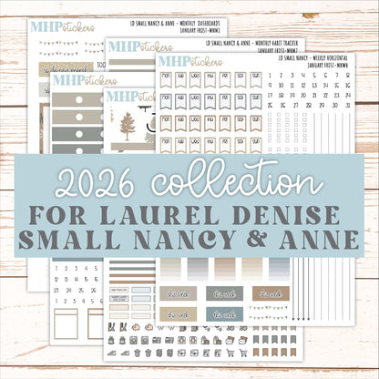 JANUARY 20265 Stickers for Small Nancy & Anne Laurel Denise Planners. (Formerly Mini Planner) "January Frost" || MN
