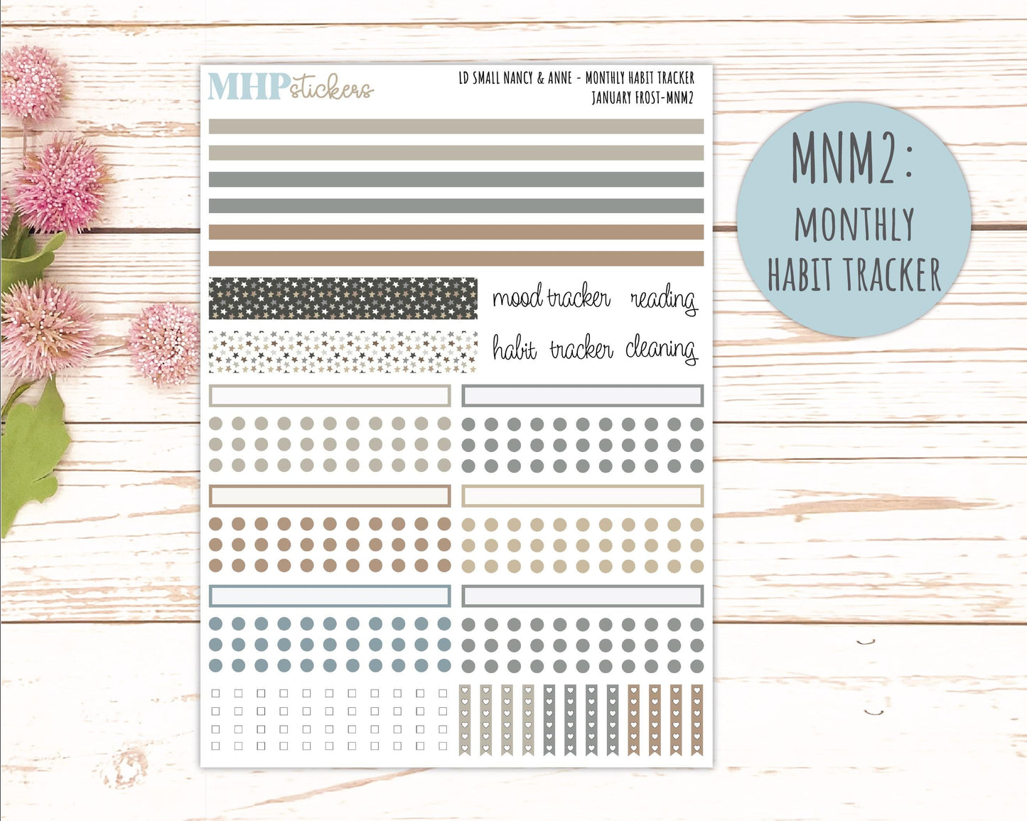 JANUARY 20265 Stickers for Small Nancy & Anne Laurel Denise Planners. (Formerly Mini Planner) "January Frost" || MN