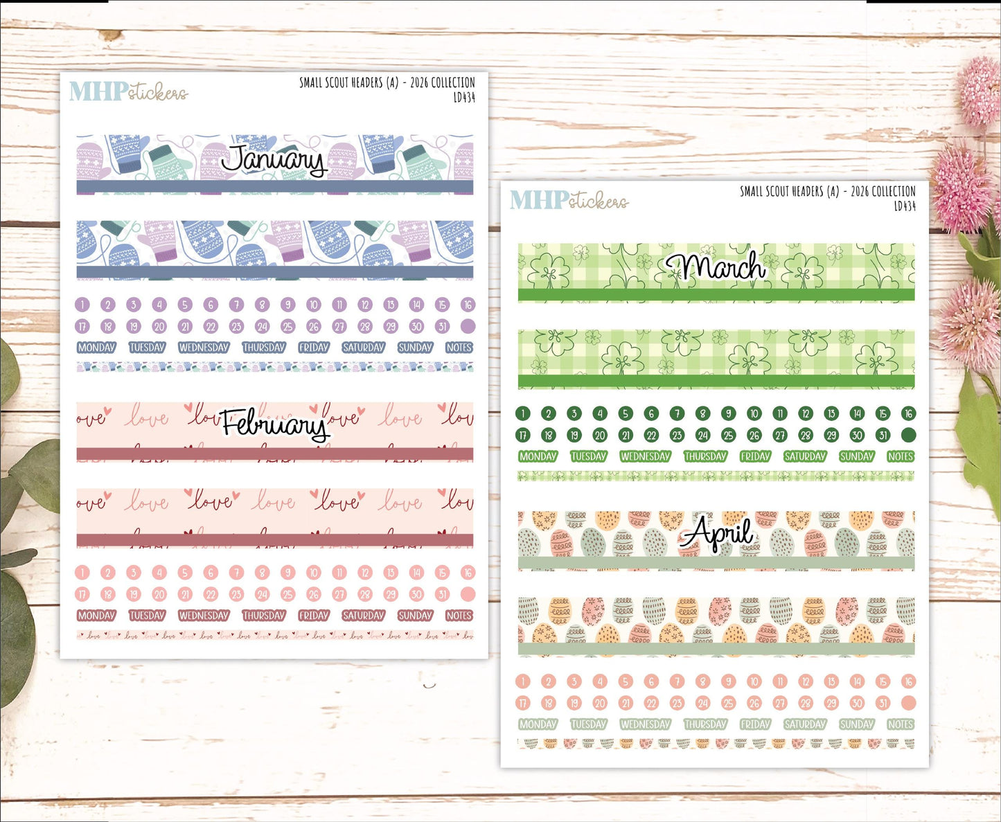 2026 Monthly Headers Set for The Small Scout Laurel Denise Planner || LD434