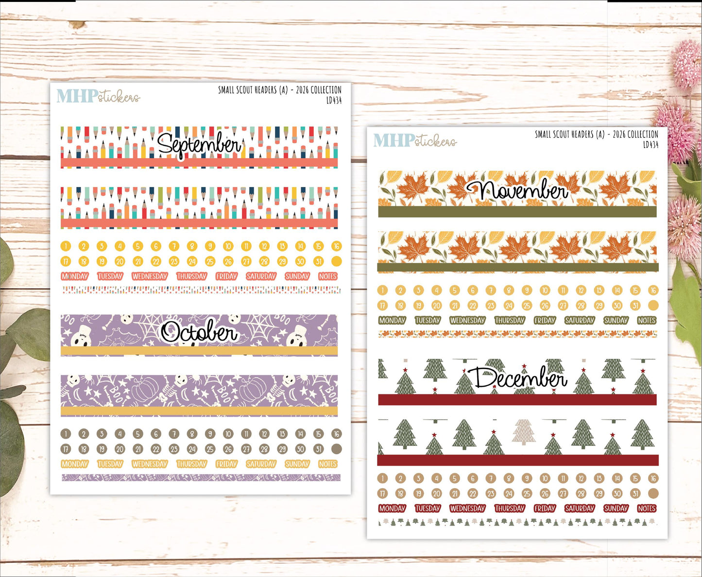 2026 Monthly Headers Set for The Small Scout Laurel Denise Planner || LD434