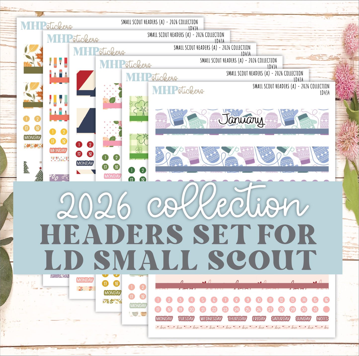 2026 Monthly Headers Set for The Small Scout Laurel Denise Planner || LD434