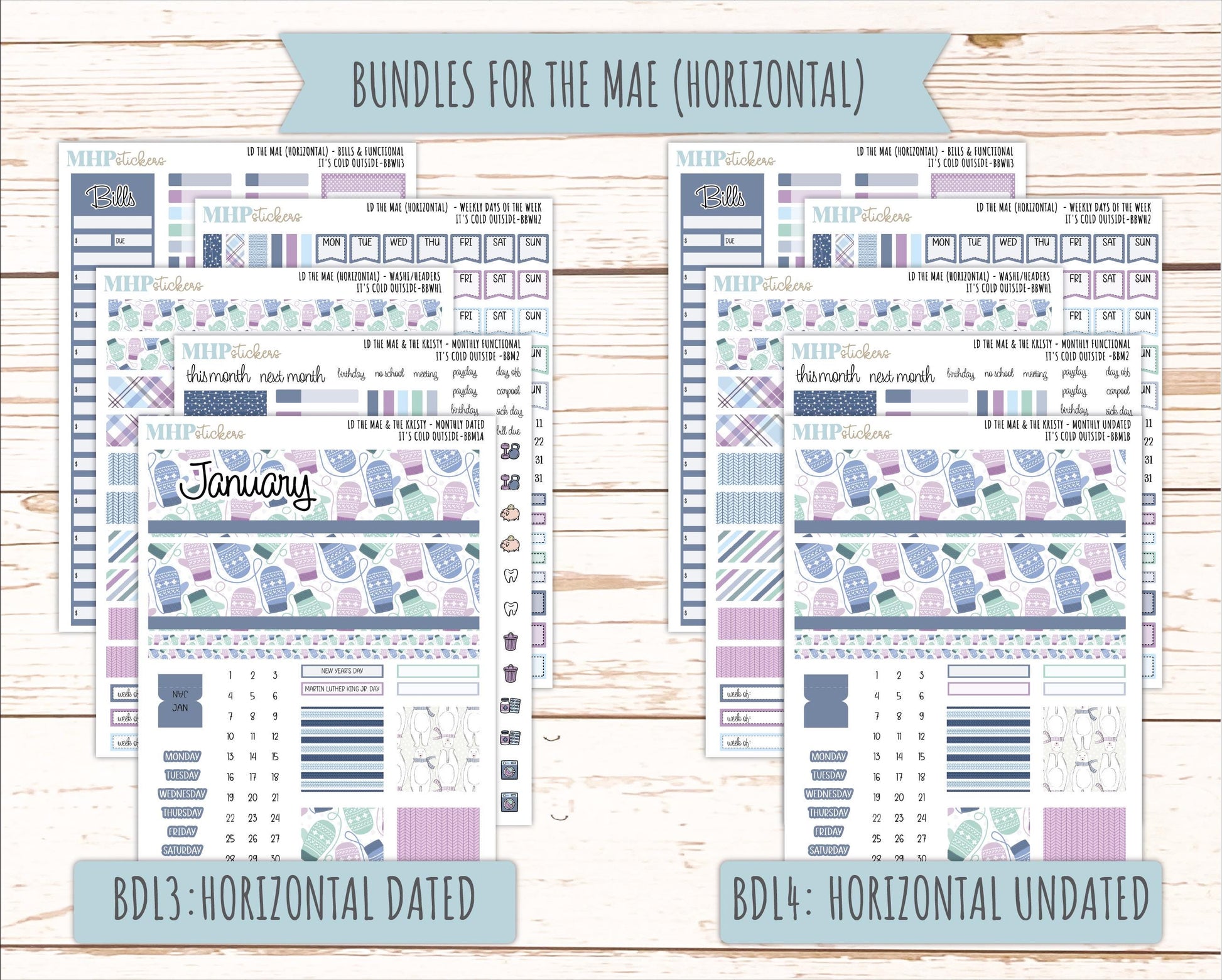 JANUARY 2026 Stickers for the Mae & Kristy Laurel Denise Planners (Book Bound Planner) "It's Cold Outside" || BB