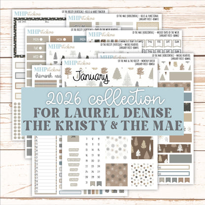 JANUARY 2026 Stickers for the Mae & Kristy Laurel Denise Planners (Book Bound Planner) "January Frost" || BB
