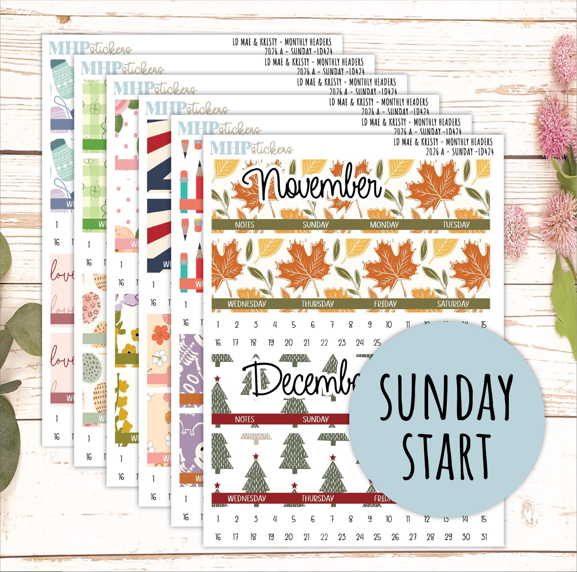 2026 Monthly Headers Set for the Mae & Kristy Laurel Denise Planner (Book Bound Planner - Amanda's Collab) || LD430