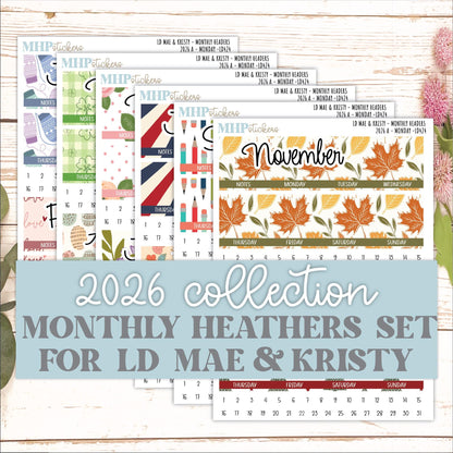 2026 Monthly Headers Set for the Mae & Kristy Laurel Denise Planner (Book Bound Planner - Amanda's Collab) || LD430