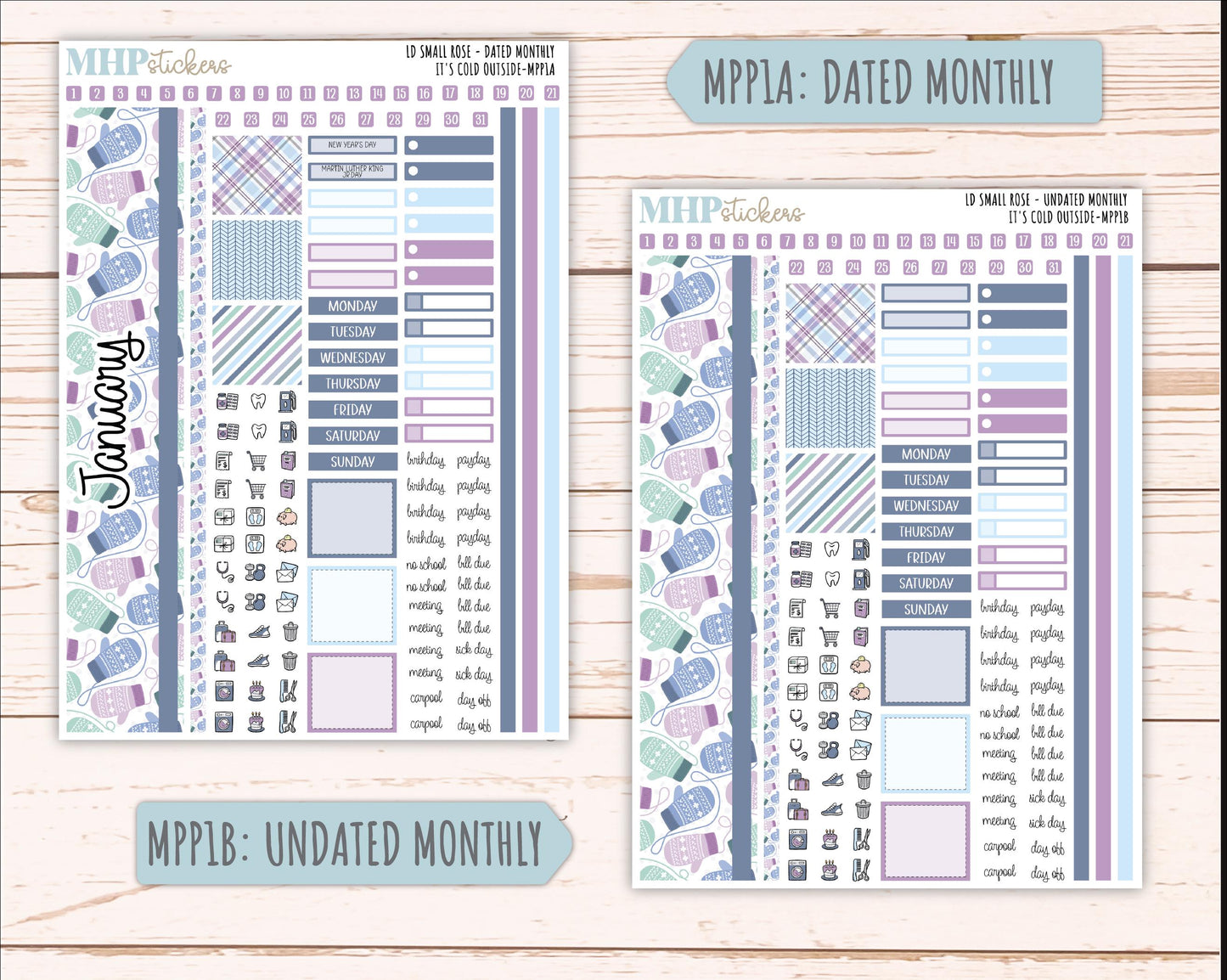 JANUARY 2026 Stickers for The Small Rose Laurel Denise Planner (Formerly Mini Project Planner) "It's Cold Outside" || MPP