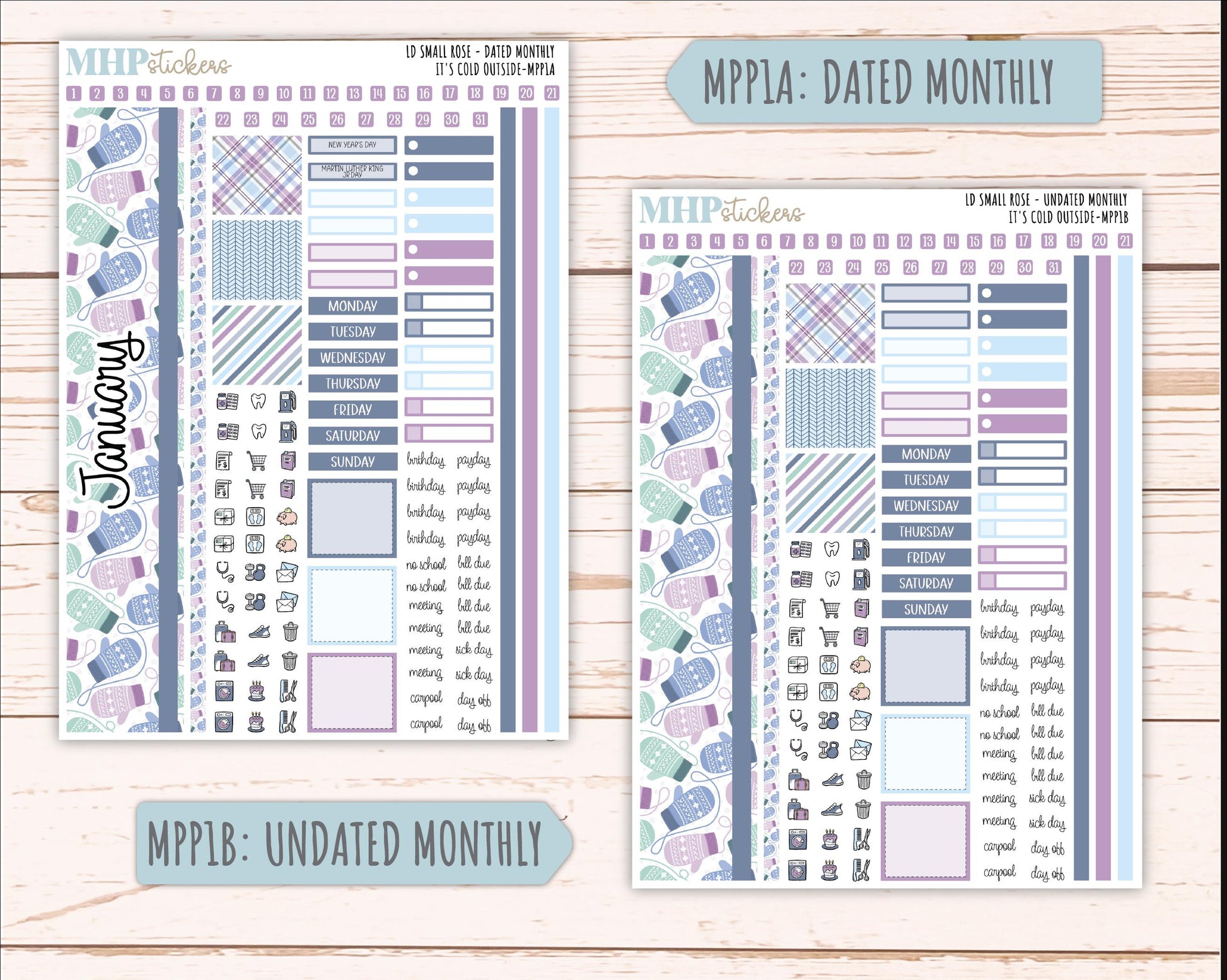 JANUARY 2026 Stickers for The Small Rose Laurel Denise Planner (Formerly Mini Project Planner) "It's Cold Outside" || MPP
