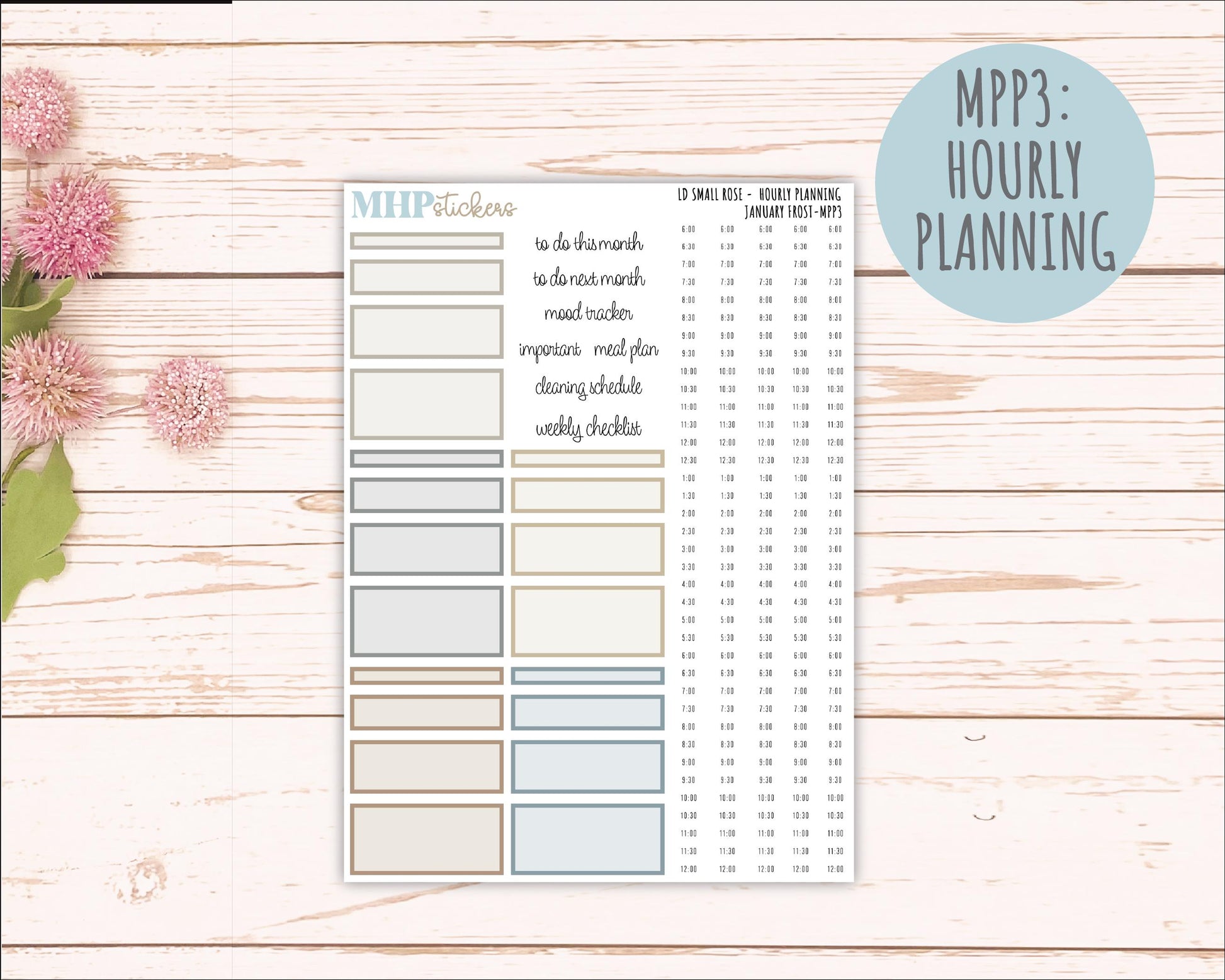 JANUARY 2026 Stickers for The Small Rose Laurel Denise Planner (Formerly Mini Project Planner) "January Frost" || MPP