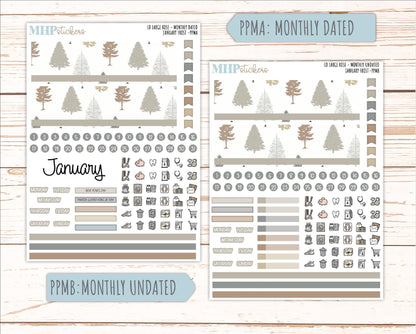 JANUARY 2026 Stickers for the Large Rose Planner (Formerly Project Planner). Laurel Denise. "January Frost" || PP