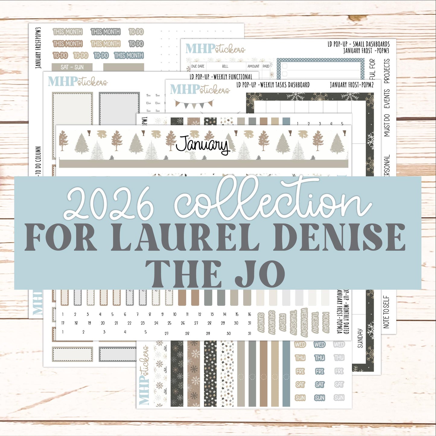 JANUARY 2026 Stickers for The Jo, Laurel Denise Planner (Formerly Pop-Up Planner) "January Frost" || POP
