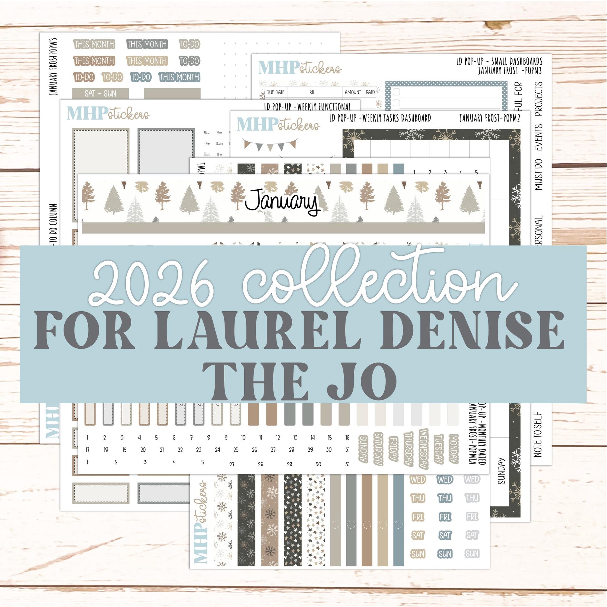 JANUARY 2026 Stickers for The Jo, Laurel Denise Planner (Formerly Pop-Up Planner) "January Frost" || POP