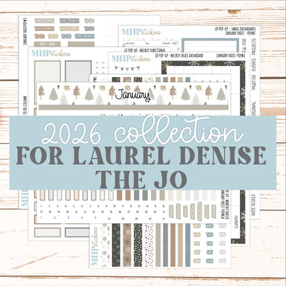 JANUARY 2026 Stickers for The Jo, Laurel Denise Planner (Formerly Pop-Up Planner) "January Frost" || POP