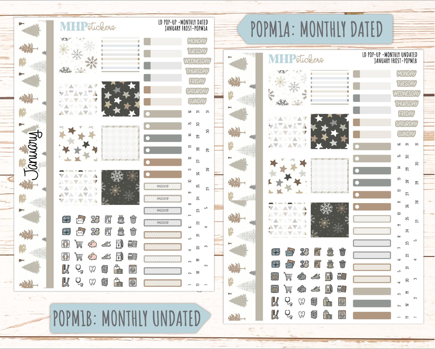 JANUARY 2026 Stickers for The Jo, Laurel Denise Planner (Formerly Pop-Up Planner) "January Frost" || POP