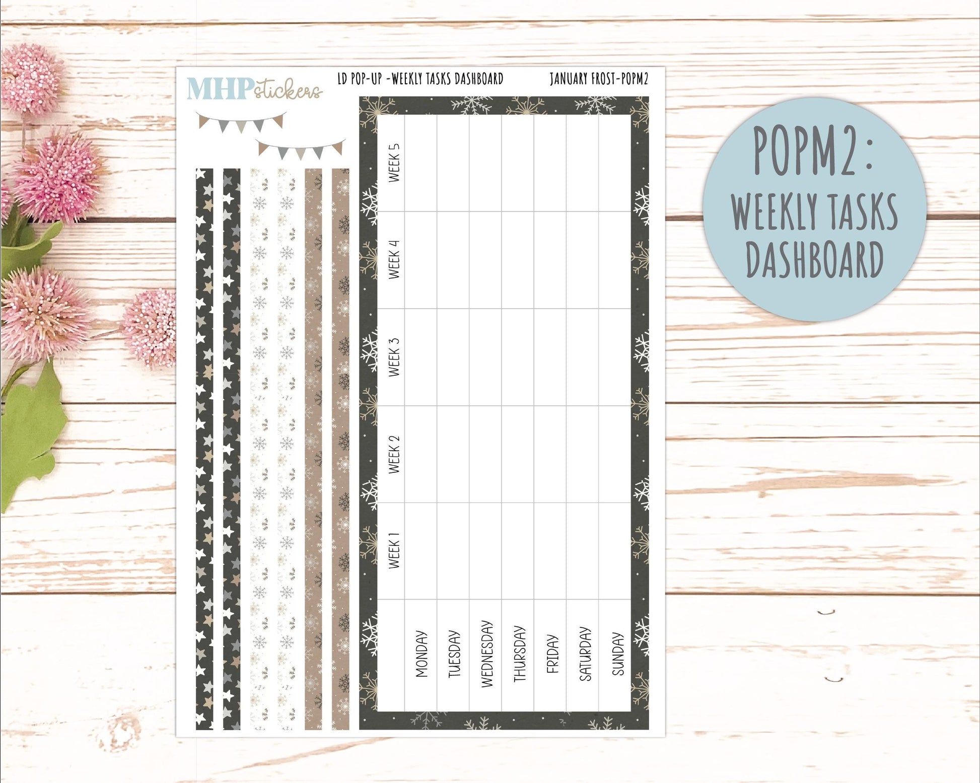 JANUARY 2026 Stickers for The Jo, Laurel Denise Planner (Formerly Pop-Up Planner) "January Frost" || POP