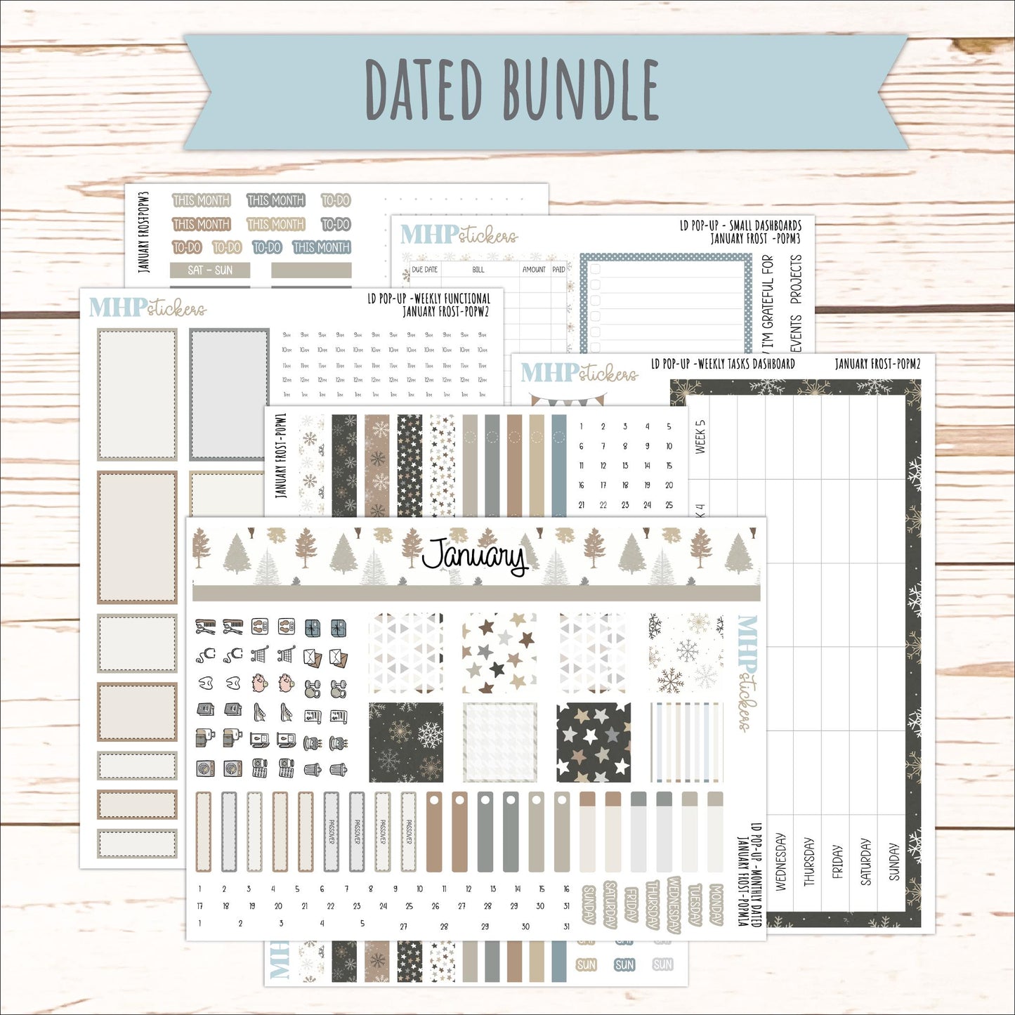 JANUARY 2026 Stickers for The Jo, Laurel Denise Planner (Formerly Pop-Up Planner) "January Frost" || POP