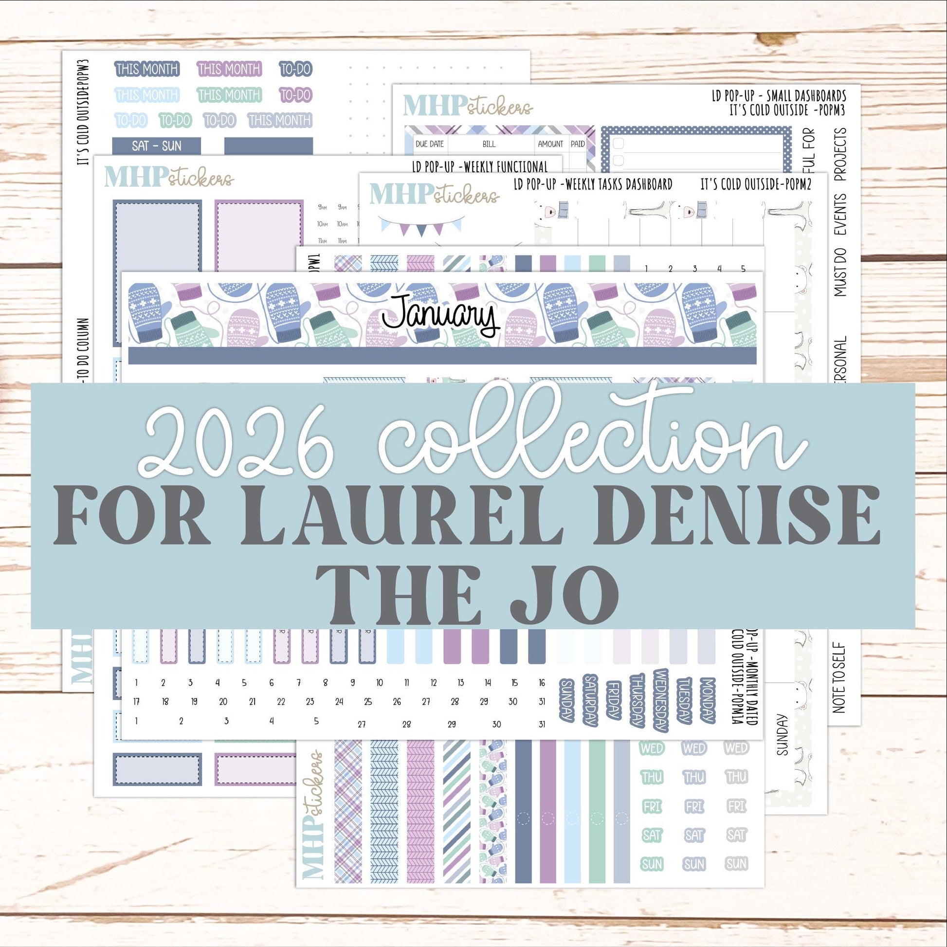 JANUARY 2026 Stickers for The Jo, Laurel Denise Planner (Formerly Pop-Up Planner) "It's Cold Outside" || POP