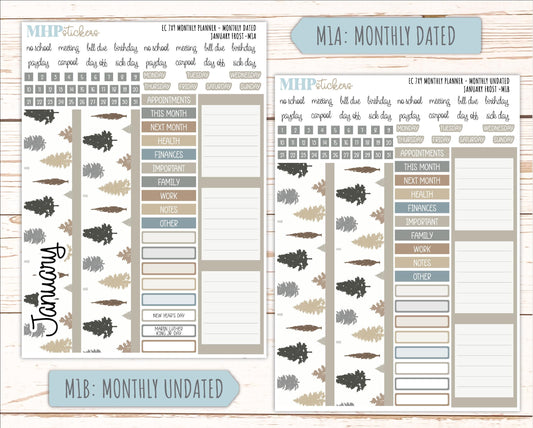 JANUARY Monthly Kit for 7x9 Erin Condren Planners. 2026 Collection "January Frost" || ECM