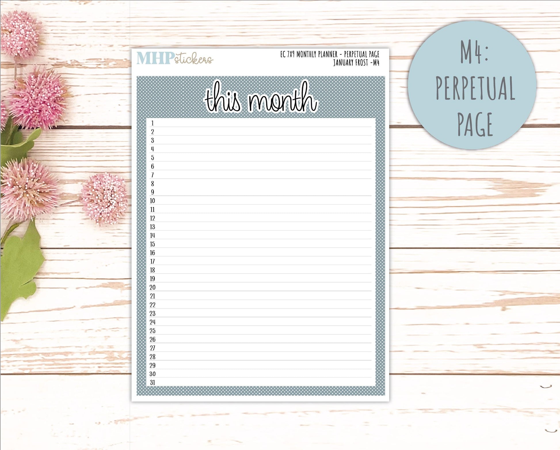 JANUARY Monthly Kit for 7x9 Erin Condren Planners. 2026 Collection "January Frost" || ECM