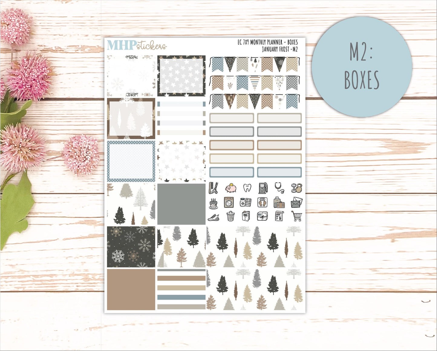 JANUARY Monthly Kit for 7x9 Erin Condren Planners. 2026 Collection "January Frost" || ECM