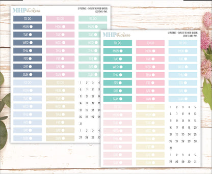 Days of the Week Headers for the Large Laurel Denise Scout Planner (formerly Portrait Planner) 2025 Collection || PT