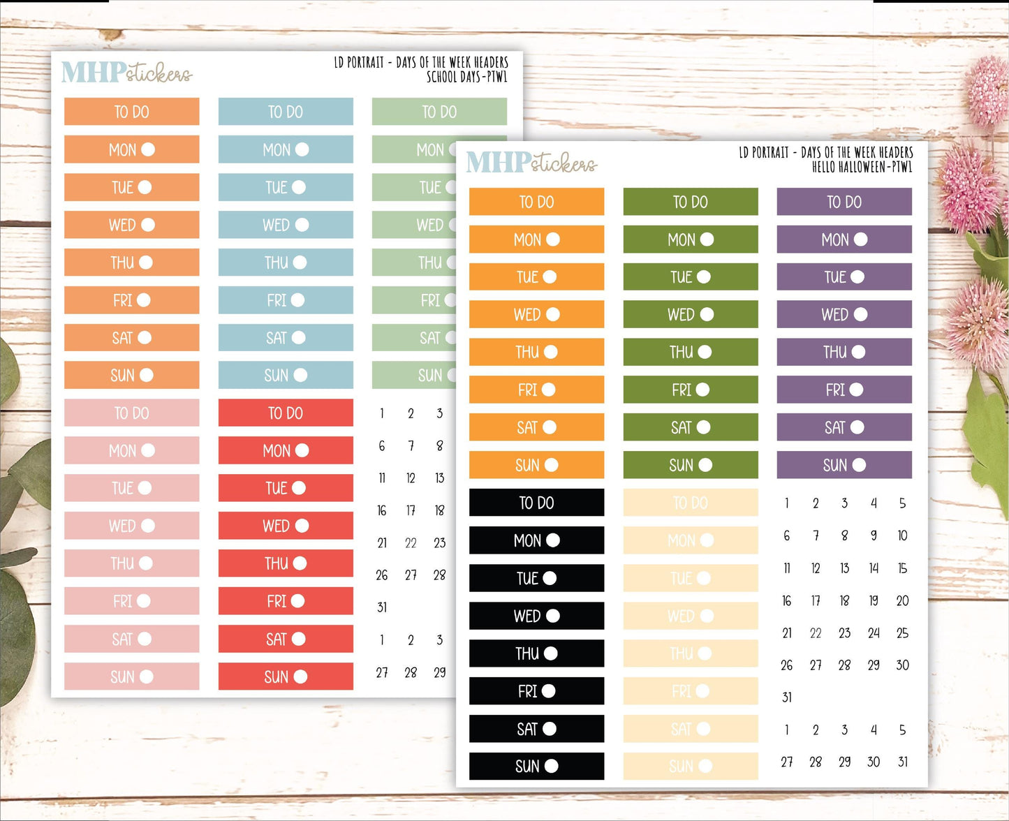 Days of the Week Headers for the Large Laurel Denise Scout Planner (formerly Portrait Planner) 2025 Collection || PT