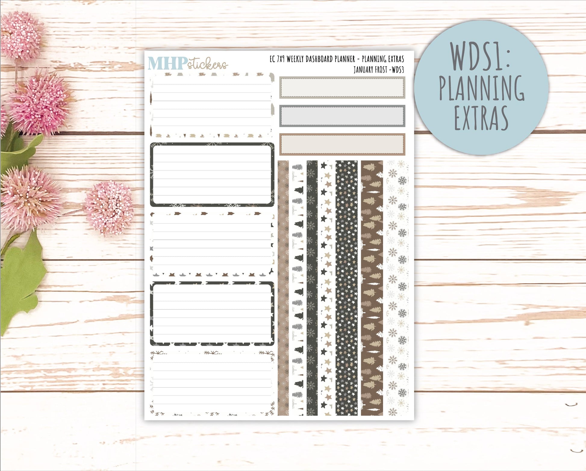 JANUARY Weekly Dashboard Kit for 7x9 Erin Condren Planners. 2026 Collection "January Frost" || ECWDS