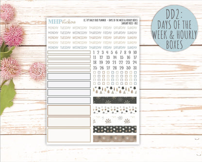 JANUARY Daily Duo Sticker Kit for 7x9 Erin Condren Planners. 2026 Collection "January Frost" || ECDD
