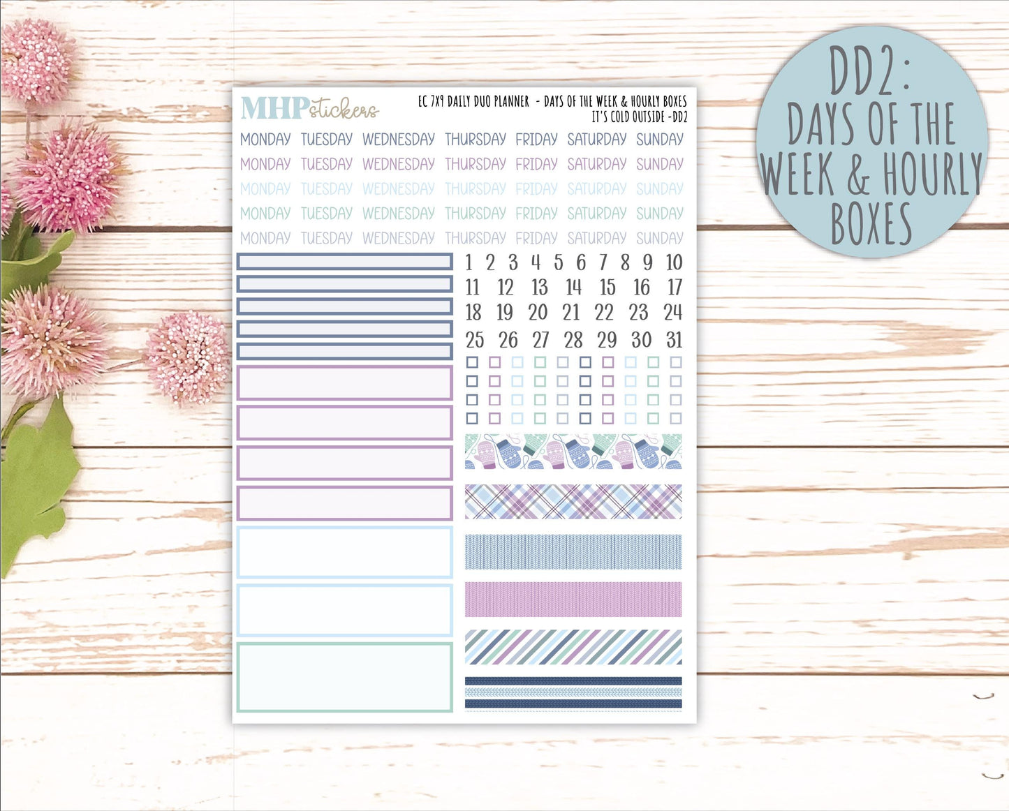 JANUARY Daily Duo Sticker Kit for 7x9 Erin Condren Planners. 2026 Collection "It's Cold Outside" || ECDD