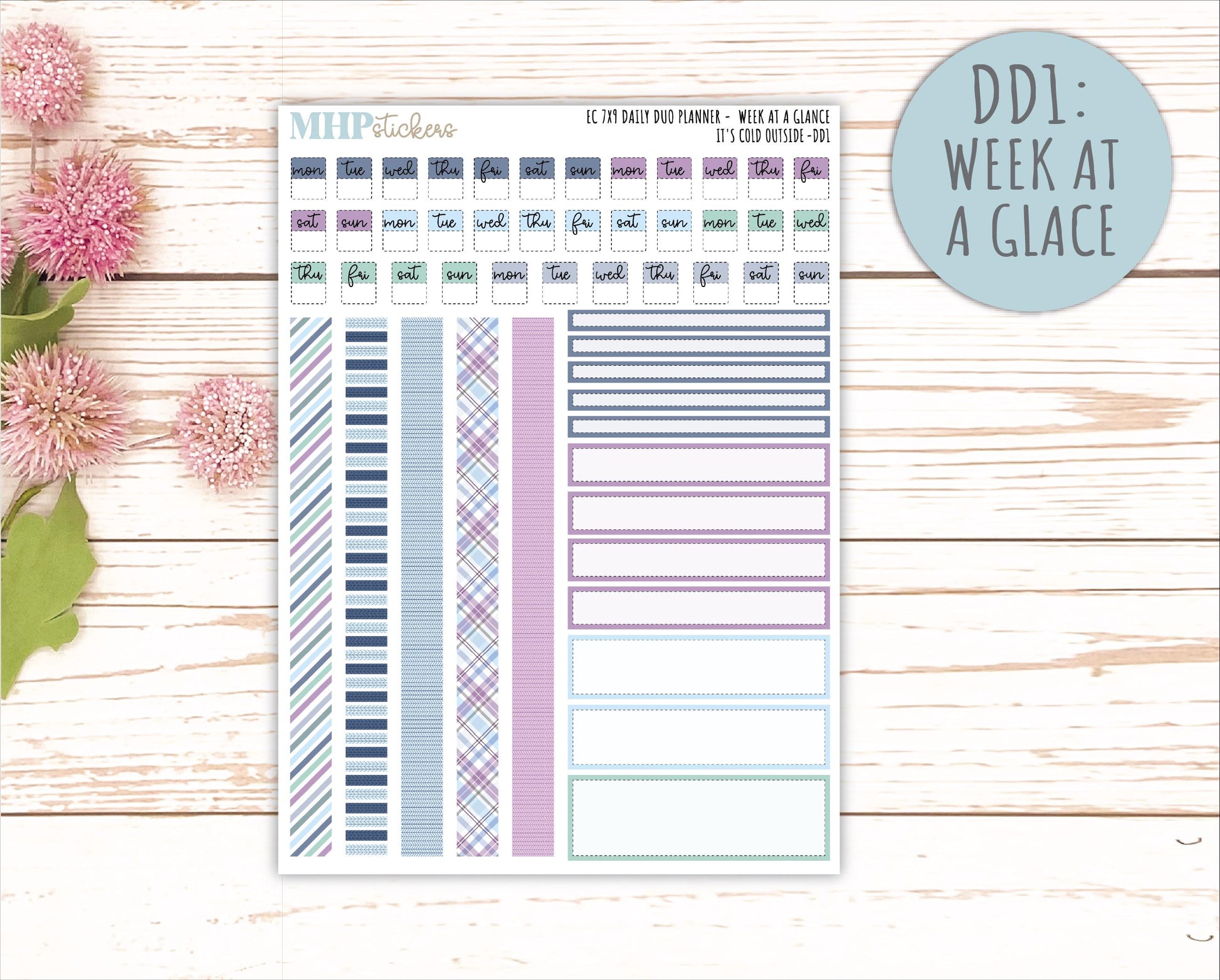 JANUARY Daily Duo Sticker Kit for 7x9 Erin Condren Planners. 2026 Collection "It's Cold Outside" || ECDD