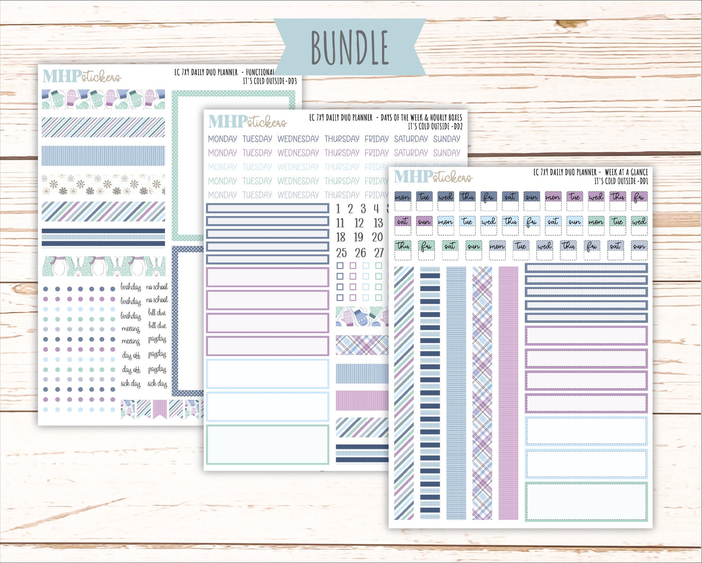 JANUARY Daily Duo Sticker Kit for 7x9 Erin Condren Planners. 2026 Collection "It's Cold Outside" || ECDD