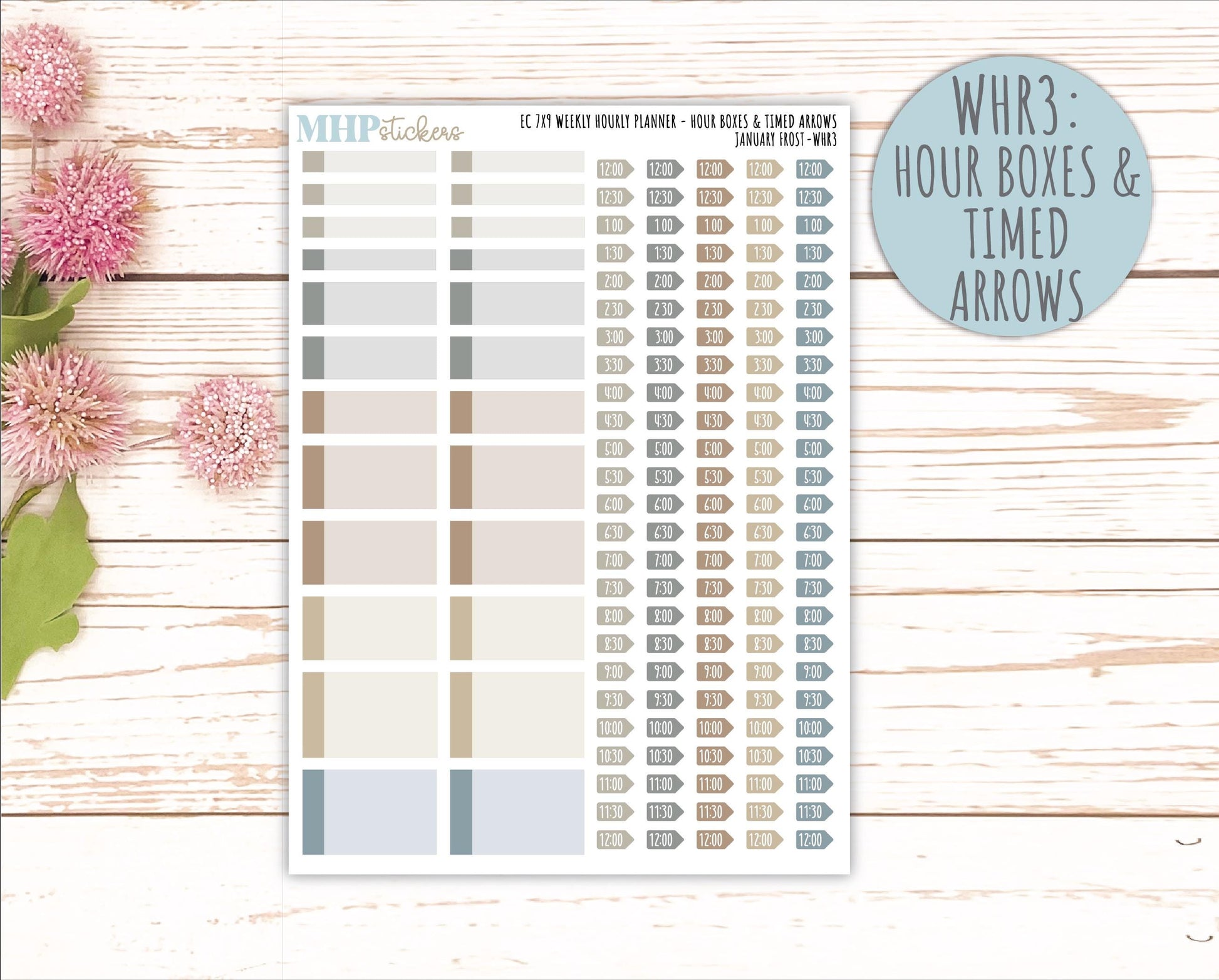 JANUARY Weekly Hourly Planning Kits for 7x9 Erin Condren Planners. 2026 Collection "January Frost" || ECWHR