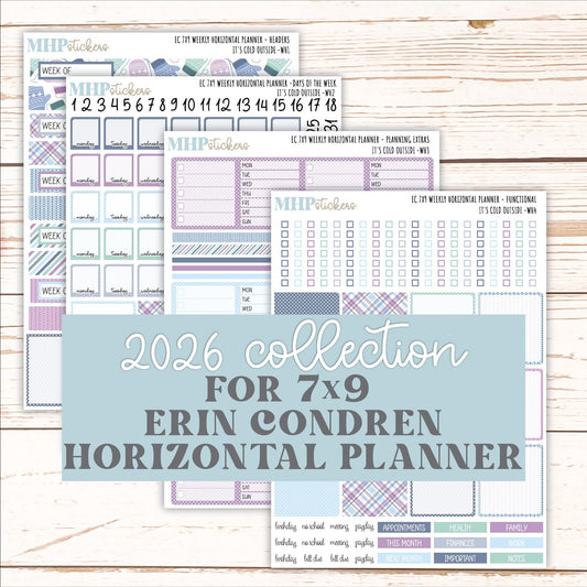 JANUARY Weekly Horizontal Planning Kit for 7x9 Erin Condren Planners. 2026 Collection "It's Cold Outside" || ECWH