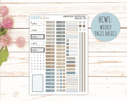 JANUARY 2026 Stickers for Hobonichi Cousin. A5 Planners "January Frost" || HCFC