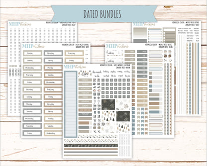 JANUARY 2026 Stickers for Hobonichi Cousin. A5 Planners "January Frost" || HCFC