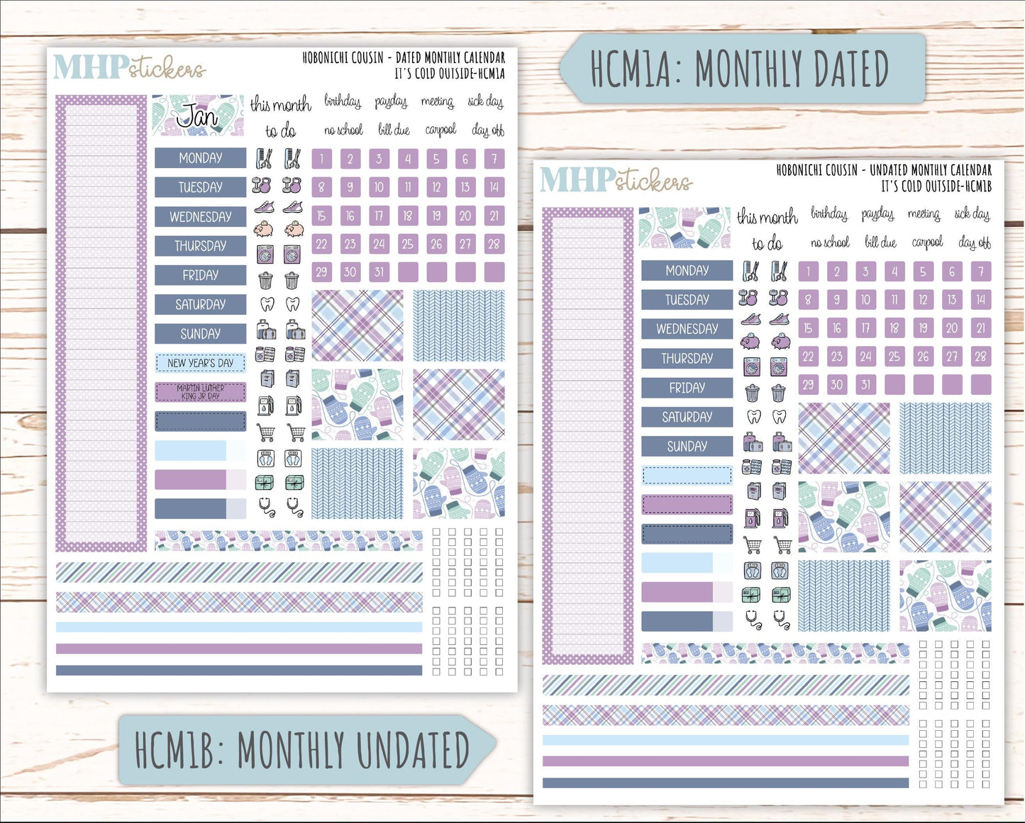 JANUARY 2026 Stickers for Hobonichi Cousin. A5 Planners "It's Cold Outside" || HCFC