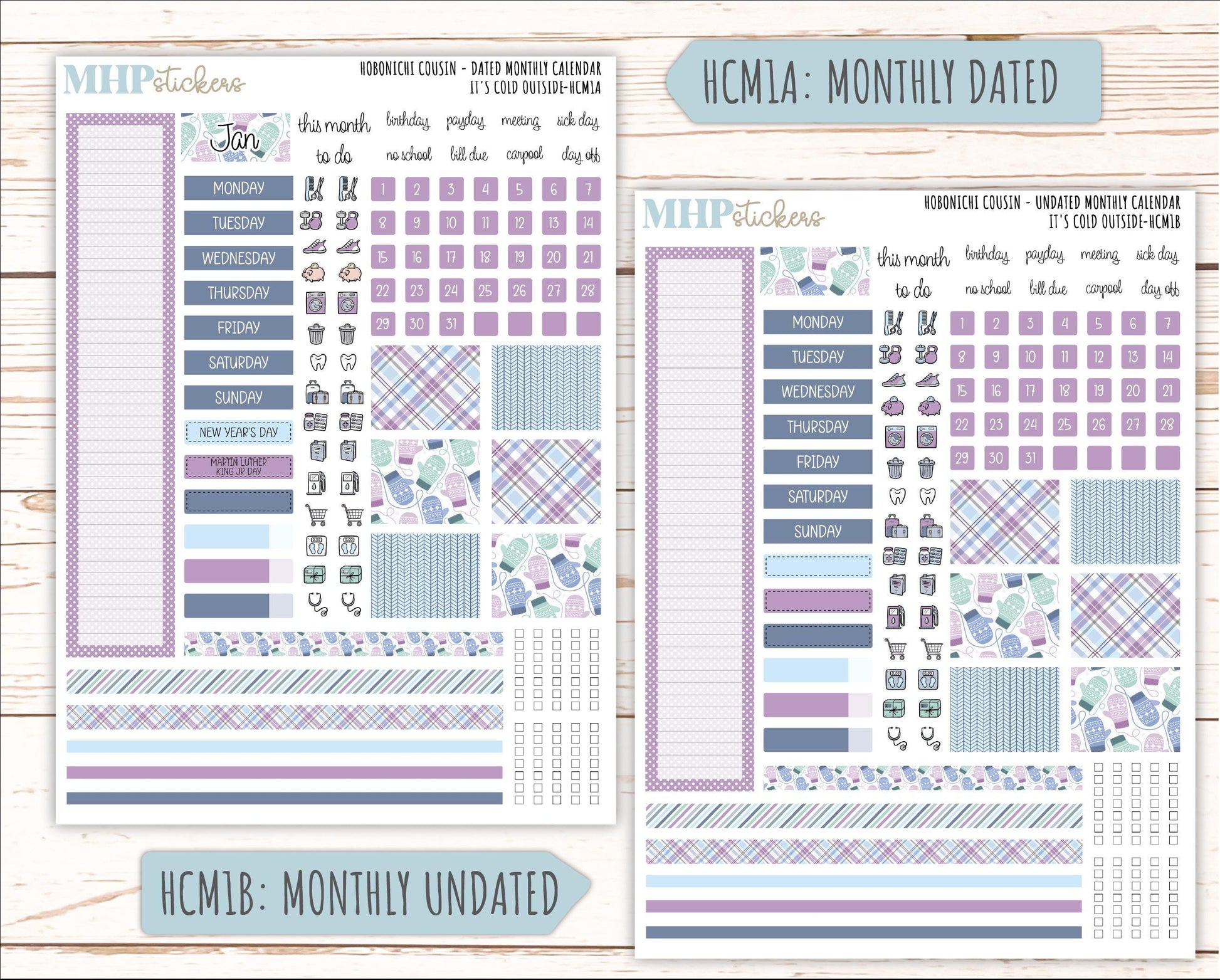 JANUARY 2026 Stickers for Hobonichi Cousin. A5 Planners "It's Cold Outside" || HCFC