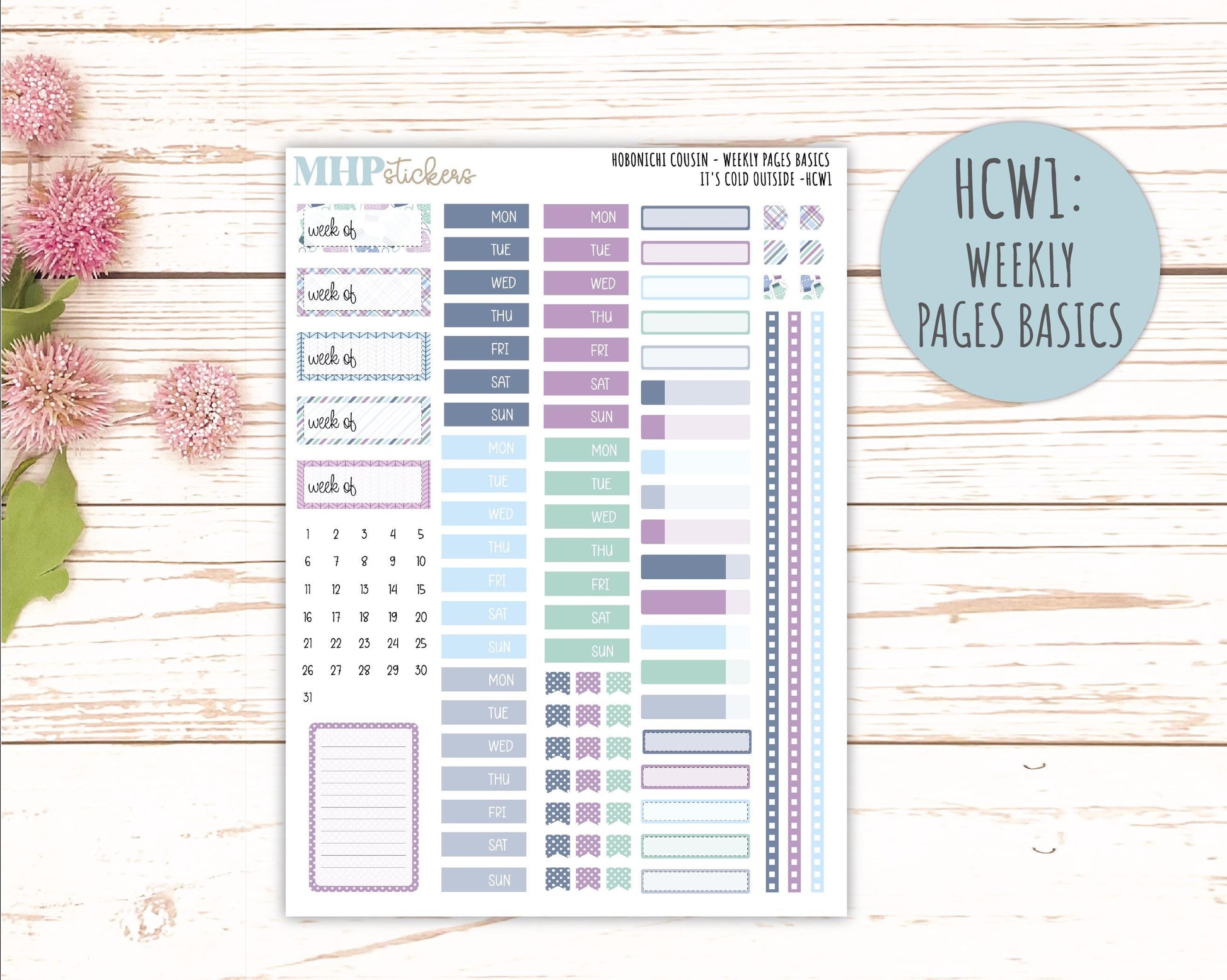 JANUARY 2026 Stickers for Hobonichi Cousin. A5 Planners "It's Cold Outside" || HCFC