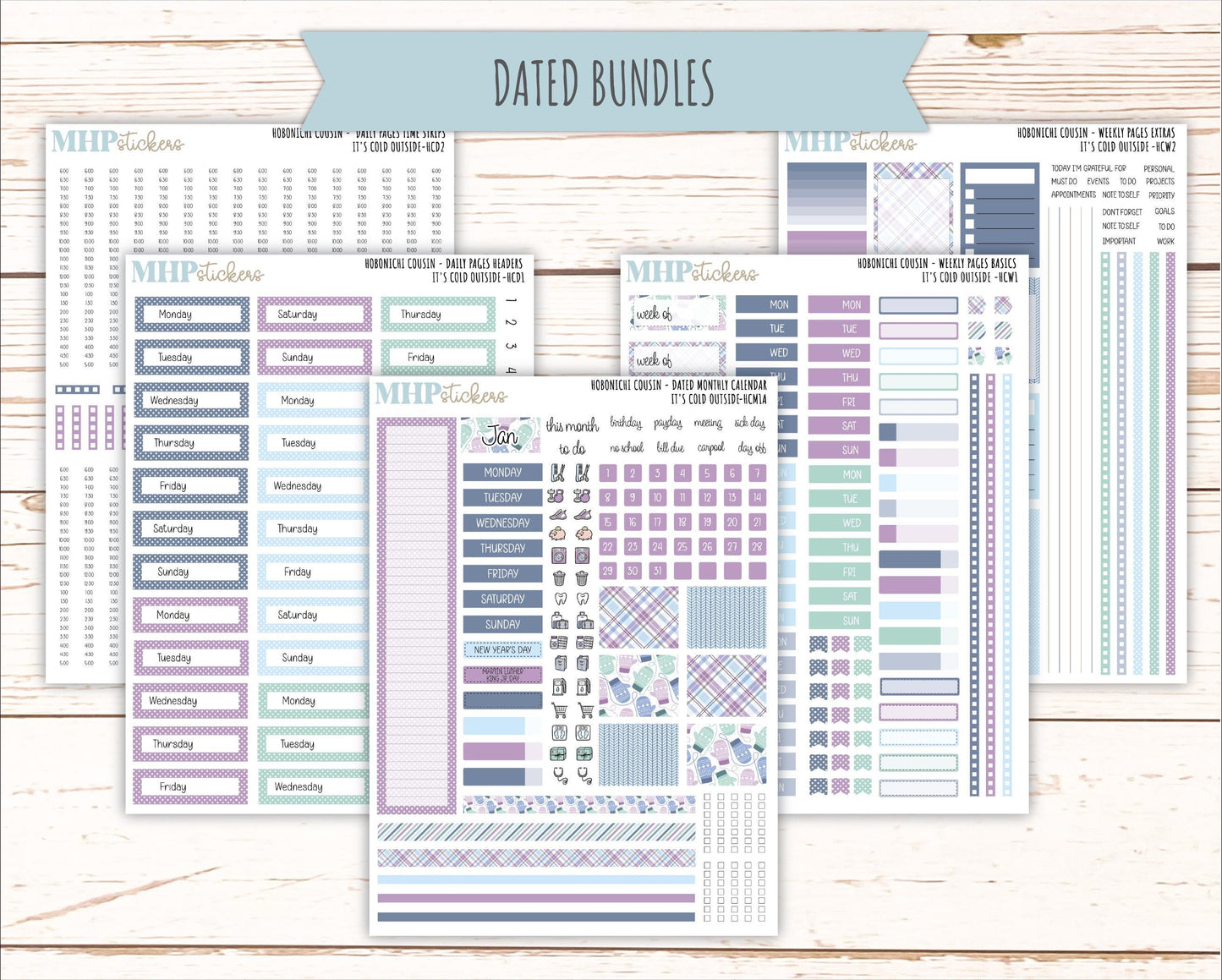 JANUARY 2026 Stickers for Hobonichi Cousin. A5 Planners "It's Cold Outside" || HCFC