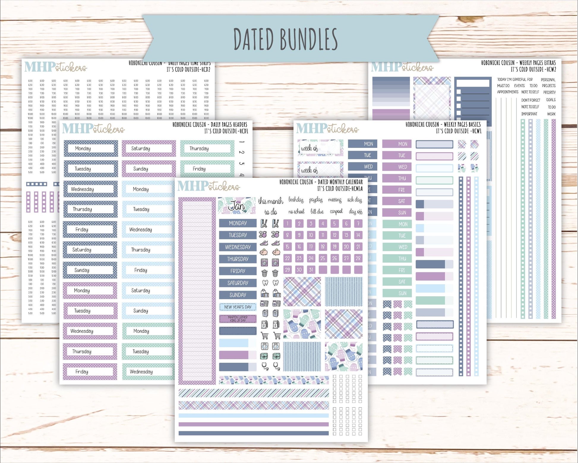 JANUARY 2026 Stickers for Hobonichi Cousin. A5 Planners "It's Cold Outside" || HCFC