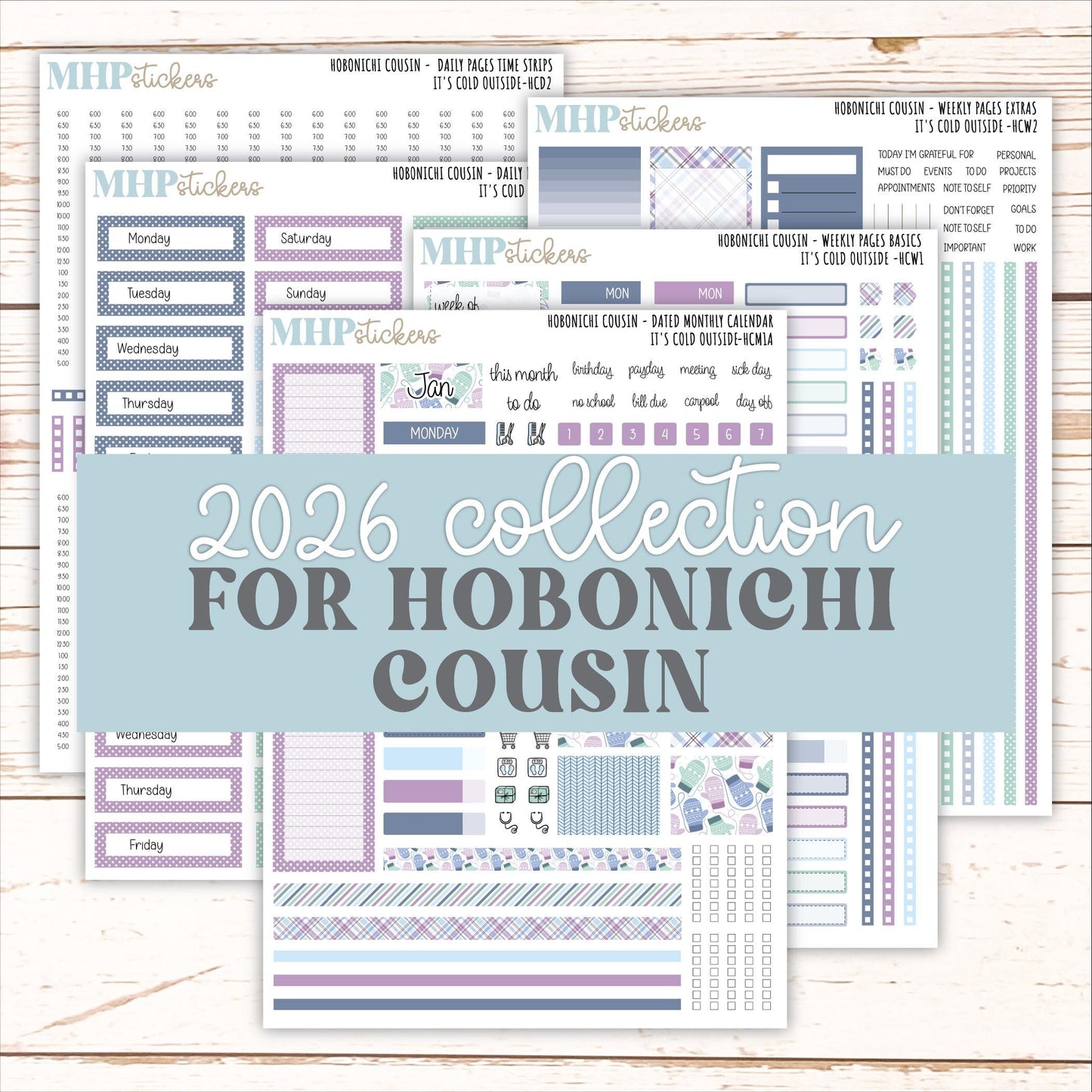 JANUARY 2026 Stickers for Hobonichi Cousin. A5 Planners "It's Cold Outside" || HCFC