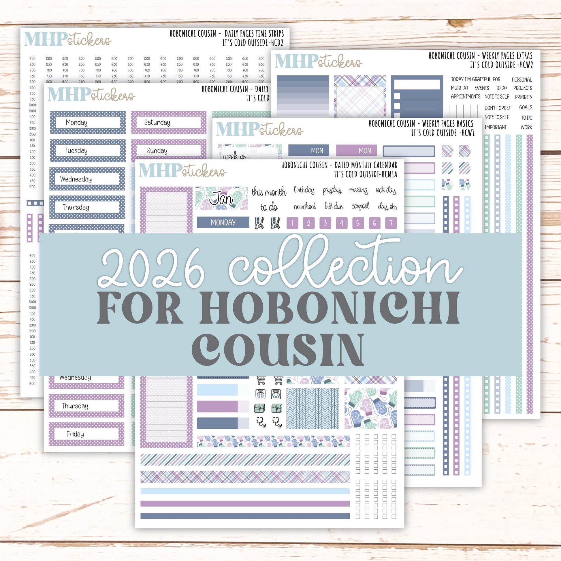 JANUARY 2026 Stickers for Hobonichi Cousin. A5 Planners "It's Cold Outside" || HCFC